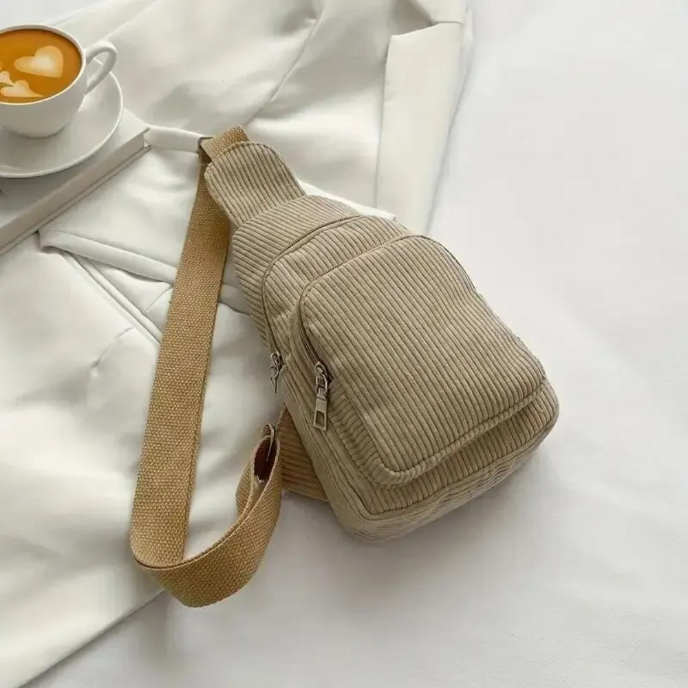 Sling Backpack Shoulder - Vintage Corduroy Crossbody Bag Retro Chest