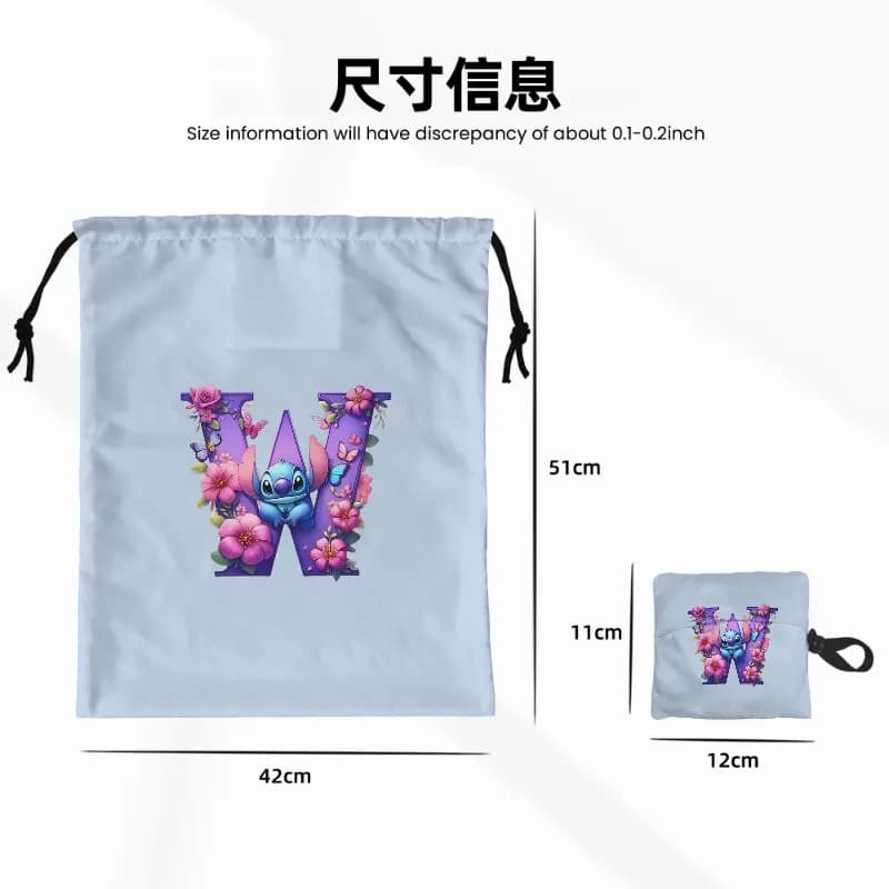 Cartoon Stich A-Z Alphabet Flo - Drawstring Gym Bag ulasan dan harga